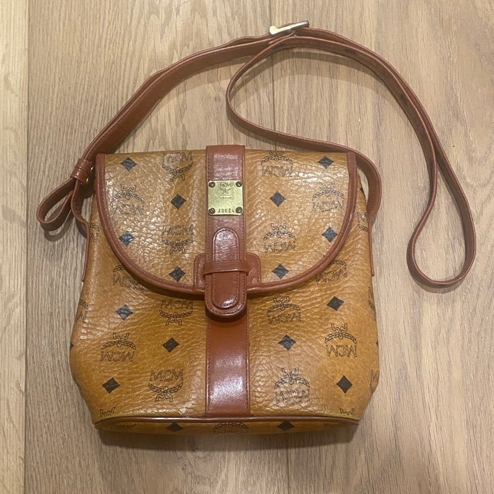 MCM Cognac Visetos Crossbody Bag